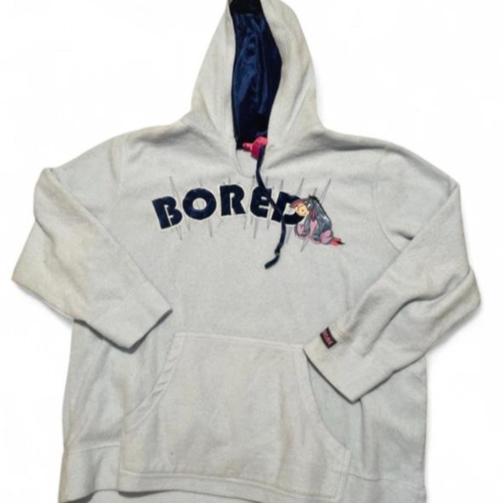 Vintage Disney Bored Eeyore Velvet Hood Fleece Pullover Hoodie Women Size 2X